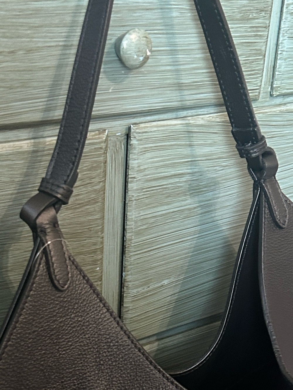 Vegan Leather Shoulder Hobo Bucket Bag - Picture 4 of 5